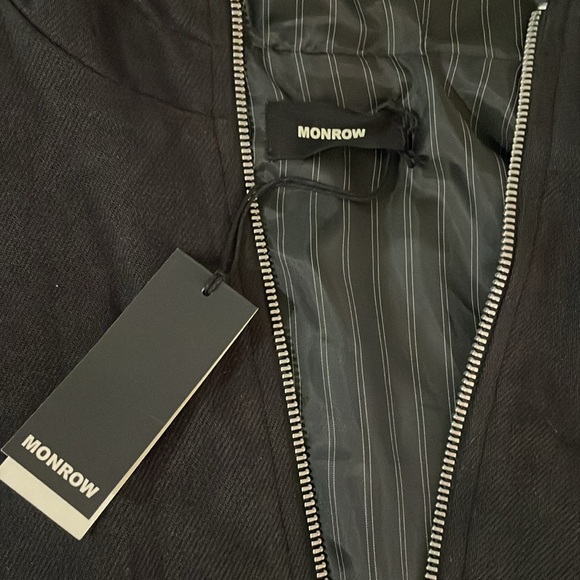 NWT Monrow black soft twill hooded bomber jacket Small - Picture 5 of 10